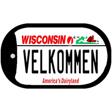 Velkommen Wisconsin Novelty Metal Dog Tag Necklace