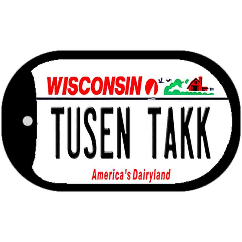 Tusen Takk Wisconsin Novelty Metal Dog Tag Necklace