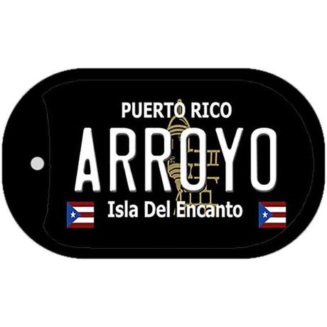 Arroyo Puerto Rico Black Novelty Metal Dog Tag Necklace