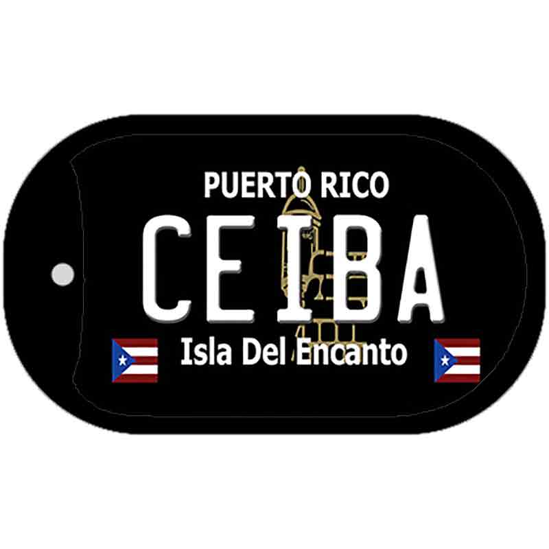 Ceiba Puerto Rico Black Novelty Metal Dog Tag Necklace