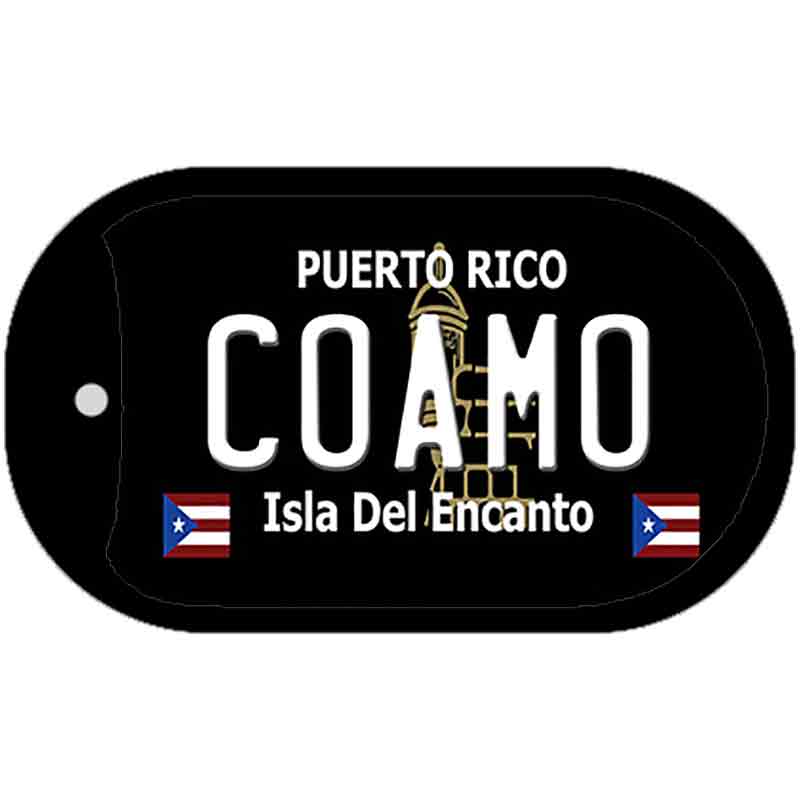 Coamo Puerto Rico Black Novelty Metal Dog Tag Necklace