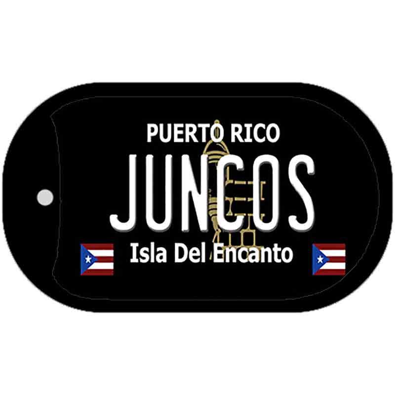 Juncos Puerto Rico Black Novelty Metal Dog Tag Necklace