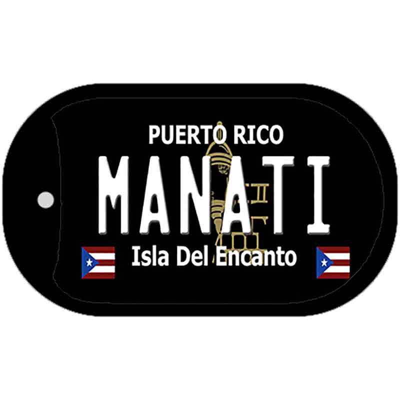 Manati Puerto Rico Black Novelty Metal Dog Tag Necklace