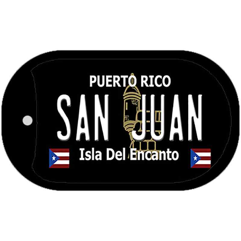 San Juan Puerto Rico Black Novelty Metal Dog Tag Necklace