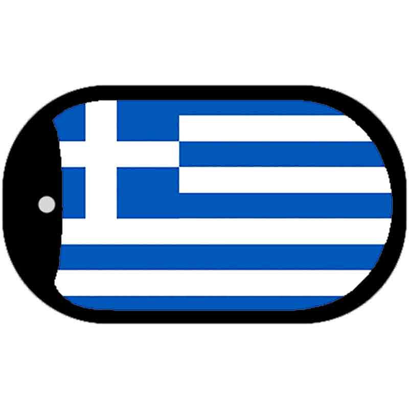 Greece Flag Scroll Metal Novelty Dog Tag Necklace DT-1429