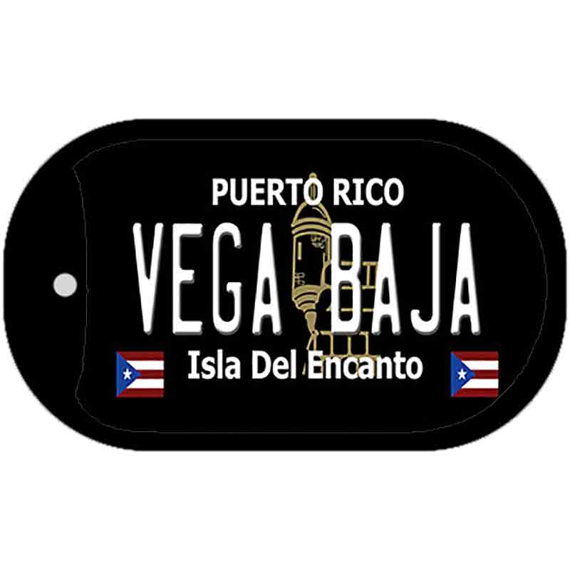 Vega Baja Puerto Rico Black Novelty Metal Dog Tag Necklace