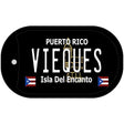 Vieques Puerto Rico Black Novelty Metal Dog Tag Necklace