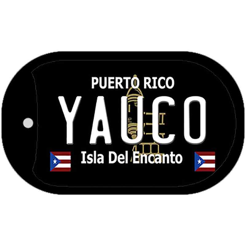 Yauco Puerto Rico Black Novelty Metal Dog Tag Necklace