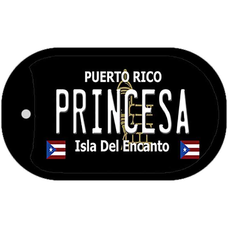 Princesa Puerto Rico Black Novelty Metal Dog Tag Necklace