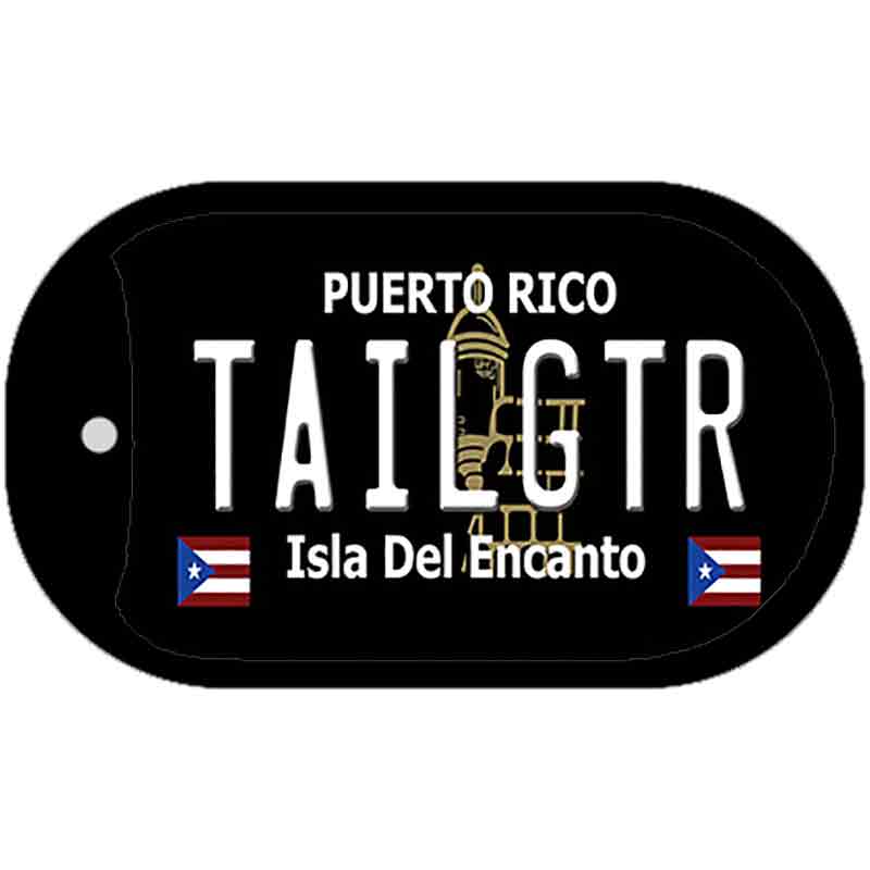 Tailgtr Puerto Rico Black Novelty Metal Dog Tag Necklace