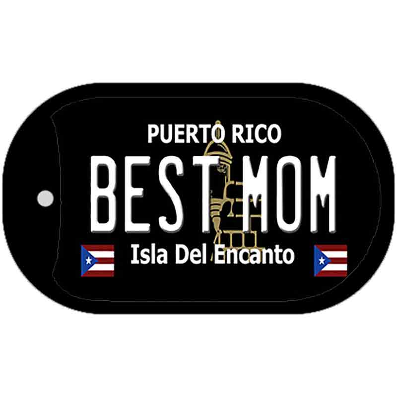 Best Mom Puerto Rico Black Novelty Metal Dog Tag Necklace