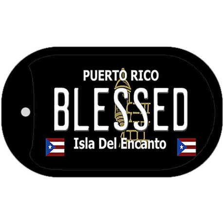 Blessed Puerto Rico Black Novelty Metal Dog Tag Necklace