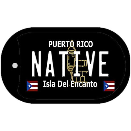 Native Puerto Rico Black Novelty Metal Dog Tag Necklace