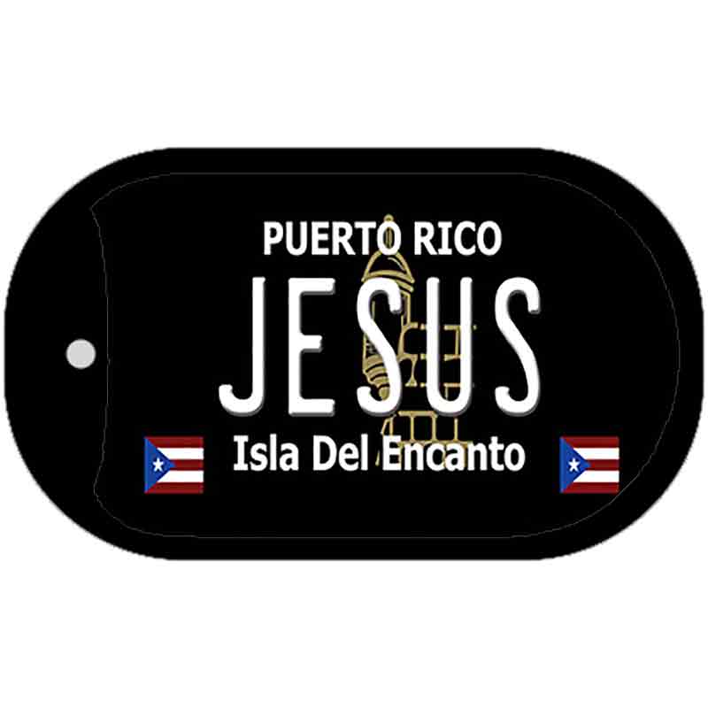 Jesus Puerto Rico Black Novelty Metal Dog Tag Necklace