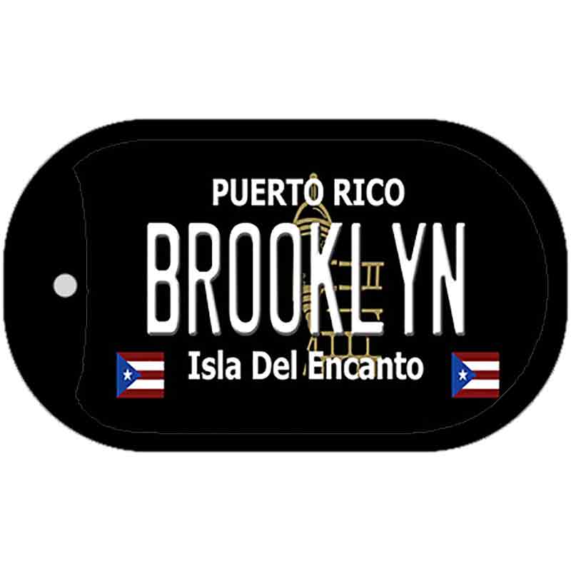 Brooklyn Puerto Rico Black Novelty Metal Dog Tag Necklace