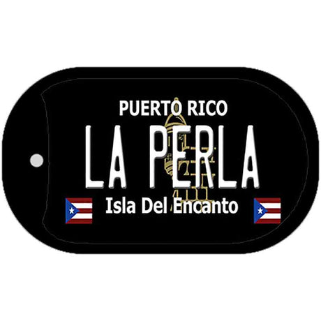 La Perla Puerto Rico Black Novelty Metal Dog Tag Necklace