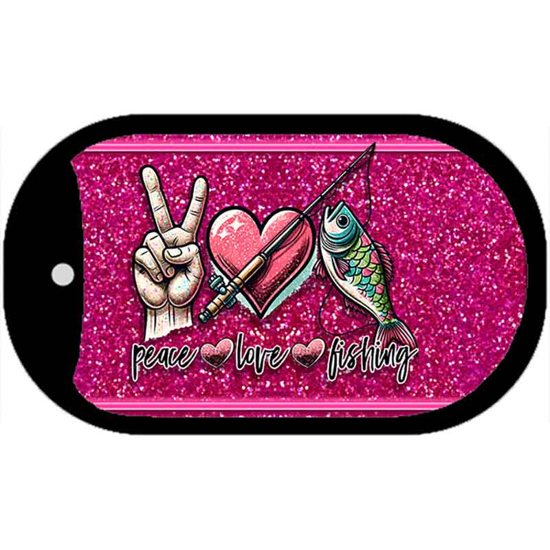 Peace Love Fishing Metal Novelty Dog Tag Necklace DT-14464