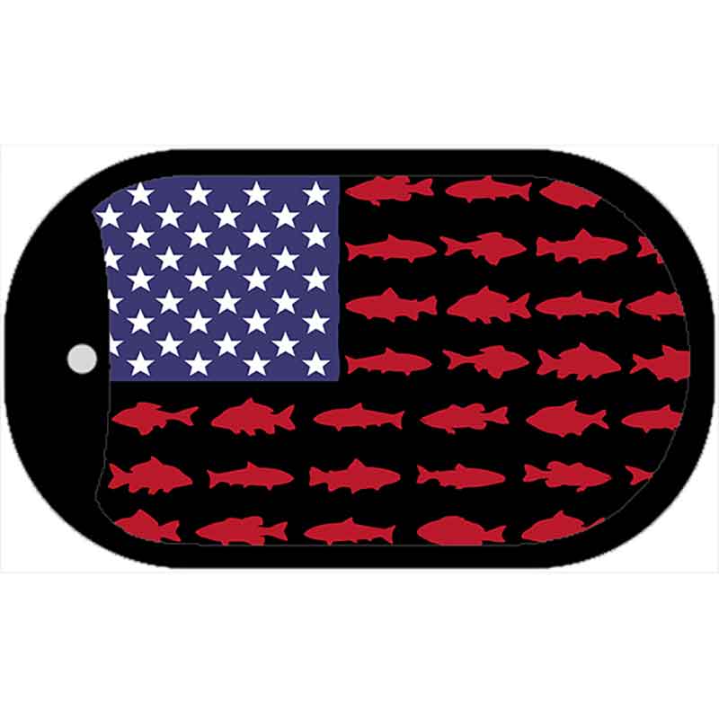 Fishermans American Flag Metal Novelty Dog Tag Necklace DT-14466