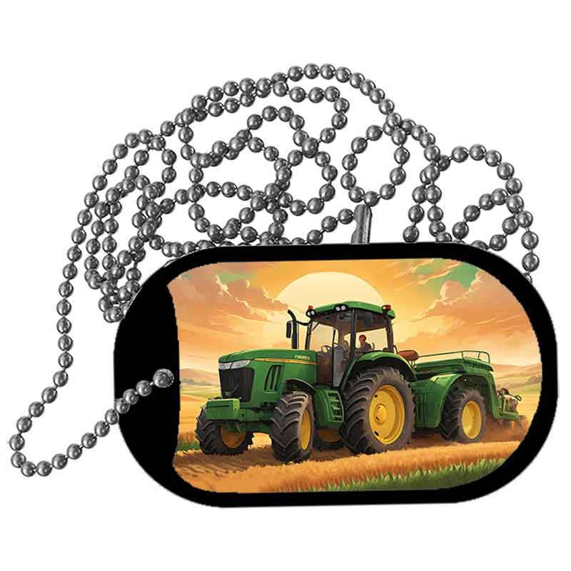 Tractor Sunset Metal Novelty Dog Tag Necklace DT-14508