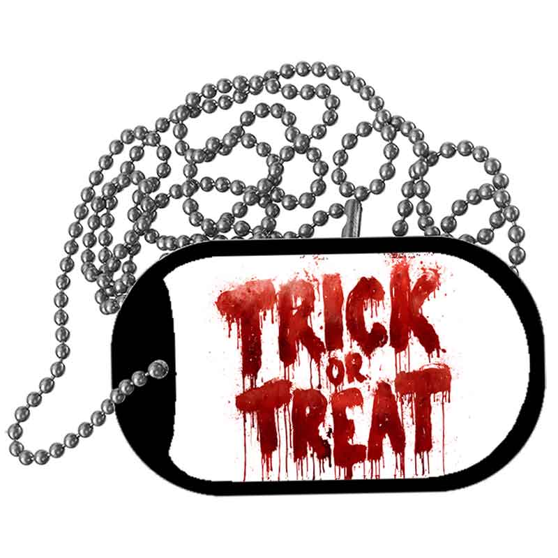Trick or Treat Bloody Metal Novelty Dog Tag Necklace DT-14535