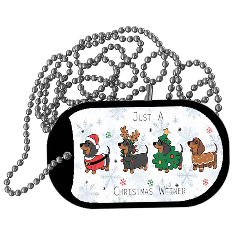 Just a Christmas Weiner Metal Novelty Dog Tag Necklace DT-14552