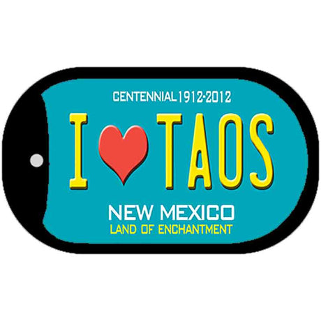 I Love Taos Teal New Mexico Novelty Metal Dog Tag Necklace DT-1537