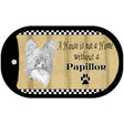 Papillon Pencil Sketch Novelty Metal Dog Tag Necklace DT-1722