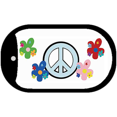 Peace Sign and Flowers Novelty Metal Dog Tag Necklace DT-2020