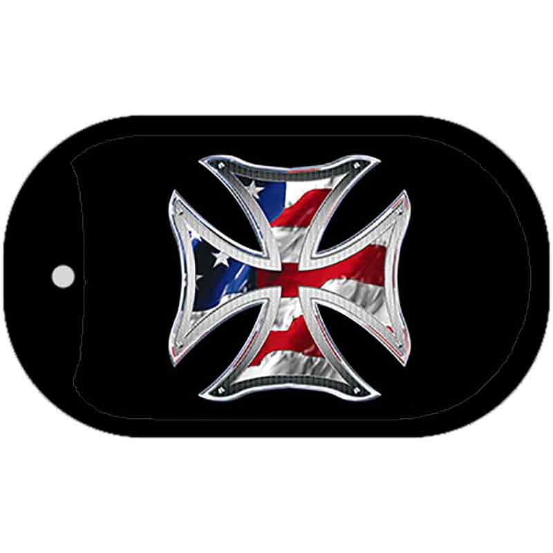 Maltese Cross American Flag Metal Novelty Dog Tag Necklace DT 2333 Smart Blonde