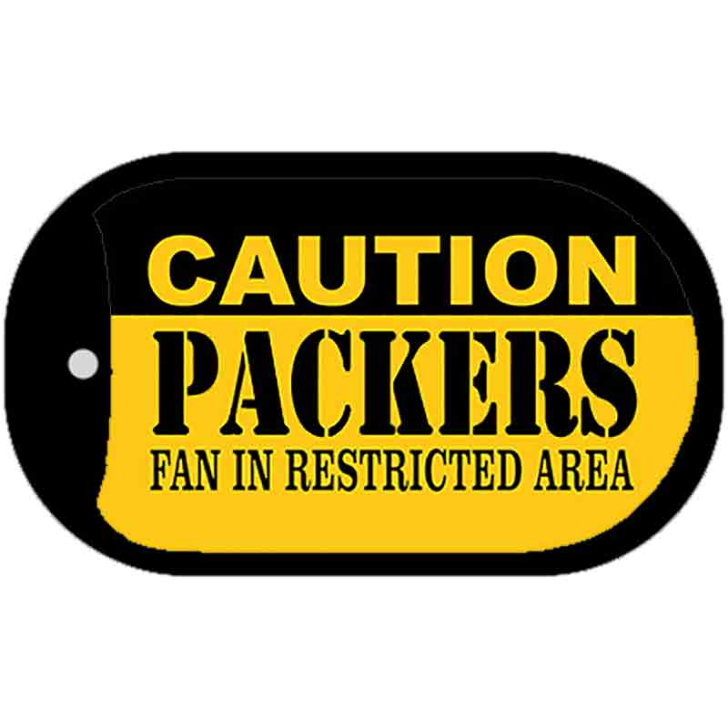 Caution Packers Fan Area Novelty Metal Dog Tag Necklace DT-2519