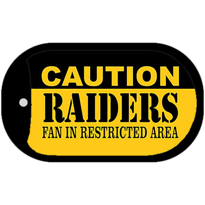 Caution Raiders Fan Area Novelty Metal Dog Tag Necklace DT-2521