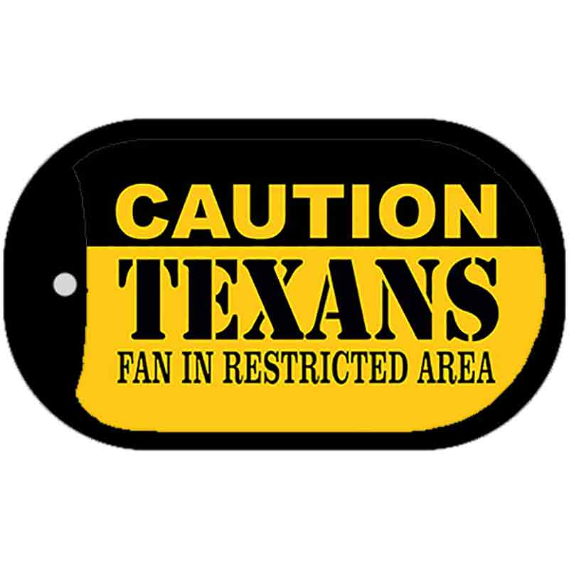 Caution Texans Fan Area Novelty Metal Dog Tag Necklace DT-2524