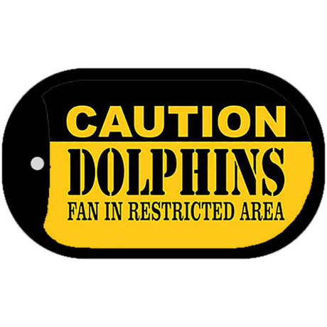 Caution Dolphins Fan Area Novelty Metal Dog Tag Necklace DT-2529