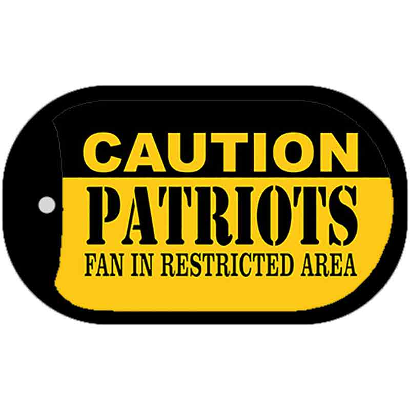 Caution Patriots Fan Area Novelty Metal Dog Tag Necklace DT-2533