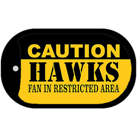 Caution Hawks Fan Area Novelty Metal Dog Tag Necklace DT-2593