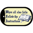 Follow Instructions Novelty Metal Dog Tag Necklace DT-262