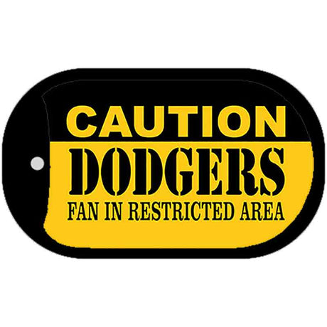 Caution Dodgers Fan Area Novelty Metal Dog Tag Necklace DT-2637