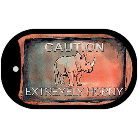 Caution Extremely Horny Novelty Metal Dog Tag Necklace DT-302