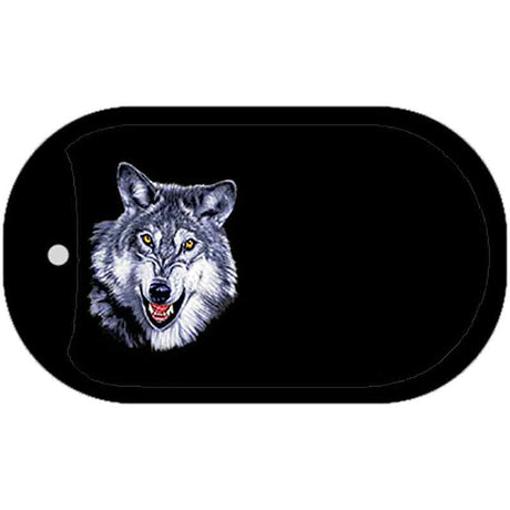 Wolf Offset Novelty Metal Dog Tag Necklace DT-3755