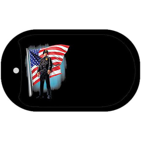 Officer and Flag Offset Novelty Metal Dog Tag Necklace DT-3780