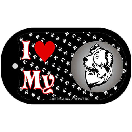 I Love My Australian Shepherd Novelty Metal Dog Tag Necklace DT-3888