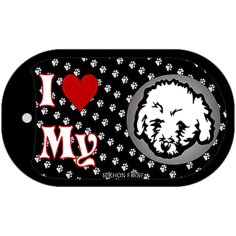 I Love My Bichon Frise Novelty Metal Dog Tag Necklace DT-3891