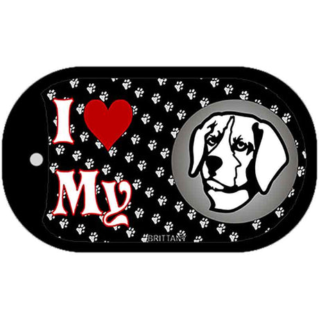 I Love My Brittany Novelty Metal Dog Tag Necklace DT-3895