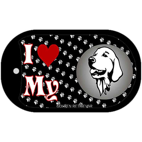 I Love My Golden Retriever Novelty Metal Dog Tag Necklace DT-3909