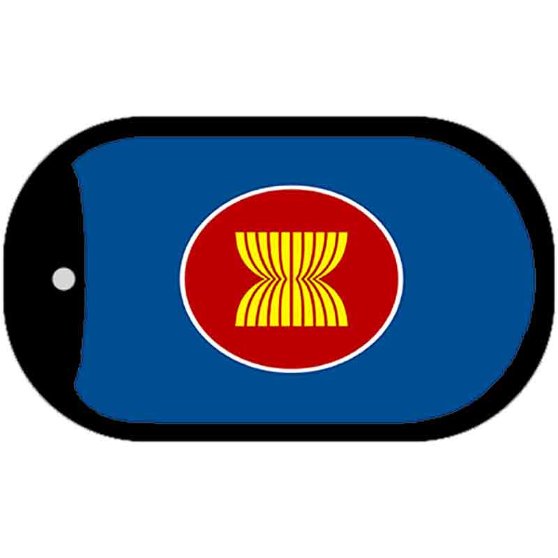 Asean Flag Scroll Metal Novelty Dog Tag Necklace DT-3964