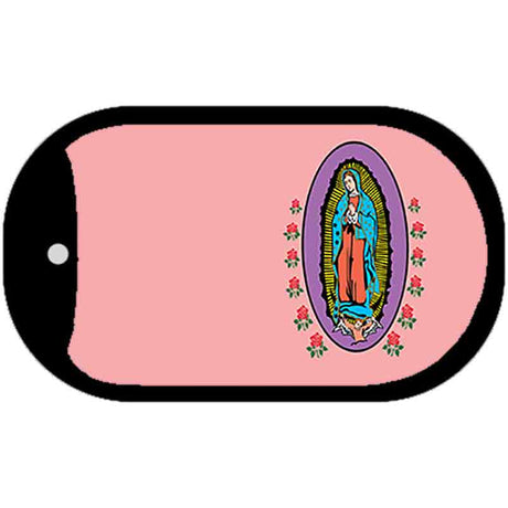 Virgin Mary Pink Offset Novelty Metal Dog Tag Necklace DT-4192