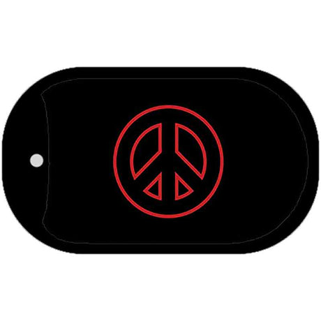 Red Peace Sign Novelty Metal Dog Tag Necklace DT-4202