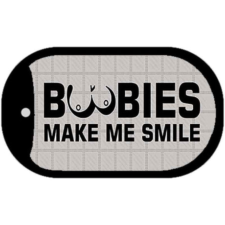 Boobies Make Me Smile Novelty Metal Dog Tag Necklace DT-4348