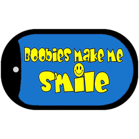 Boobies Make Me Smile Blue Novelty Metal Dog Tag Necklace DT-4349