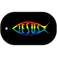 Jesus Fish Rainbow Novelty Metal Dog Tag Necklace DT-4664